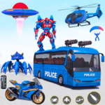 bus robot car war robot game